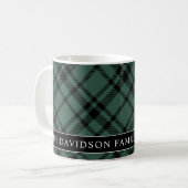 Mug Tartan Hunter Green Plaid Custom Family Monogramme (Devant gauche)