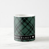 Mug Tartan Hunter Green Plaid Custom Family Monogramme (Centre)