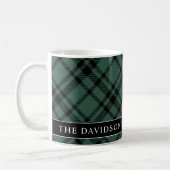 Mug Tartan Hunter Green Plaid Custom Family Monogramme (Gauche)