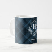 Mug Tartan initial du monogramme bleu plaqué (Devant gauche)