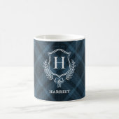 Mug Tartan initial du monogramme bleu plaqué (Centre)