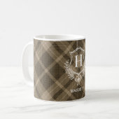 Mug Tartan initial du monogramme plaqué terrestre (Devant gauche)
