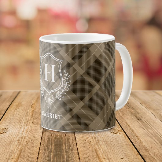 Mug Tartan initial du monogramme plaqué terrestre