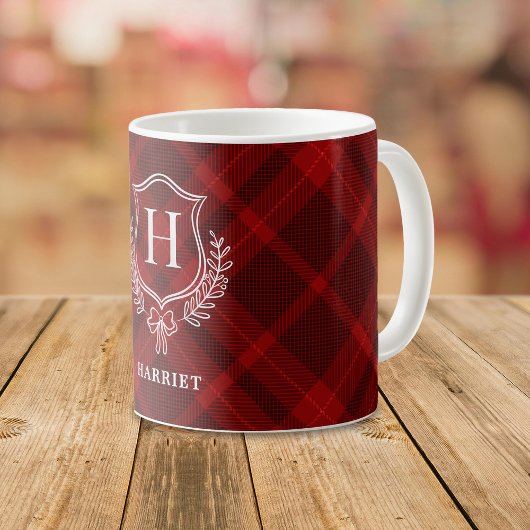 Mug Tartan initial du monogramme rouge