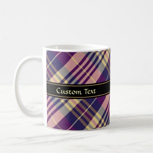 Mug Tartan mauve, or et bleu (Gauche)