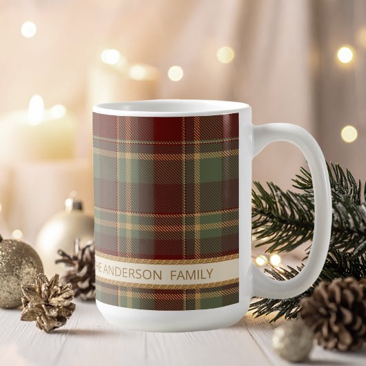 Mug Tartan Merry Christmas Gold Frame ID1141A