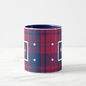 Mug Tartan - Patriotique - Bleu Rouge Étoiles Blanches (Centre)