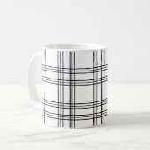 Mug Tartan Plaid Blanc Avec Lignes Noires (Devant gauche)