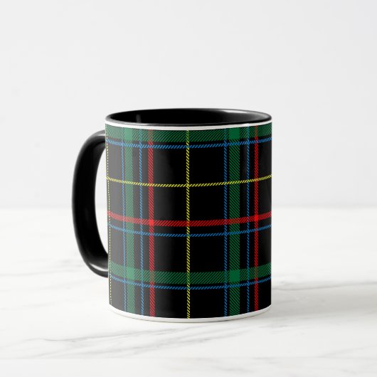 Mug Tartan Plaid Motif, Vert, (Devant gauche)