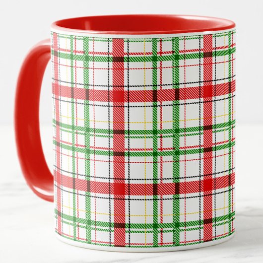 Mug Tartan plat de Noël - Blanc