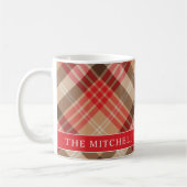 Mug Tartan Red Tan Plaid Custom Family (Gauche)
