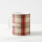 Mug Tartan rouge classique et noir - Rustique tissé 2 (Devant gauche)