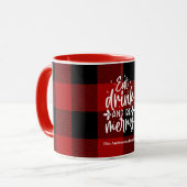 Mug Tartan Rouge de Buffalo « Mangez, Buvez & Soyez Jo (Devant gauche)