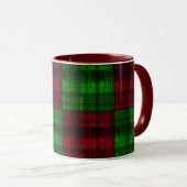 Mug Tartan rouge et vert de Noël. (Devant droit)
