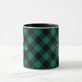 Mug Tartan Vert Buffalo Nom Monogramme Rustique (Centre)