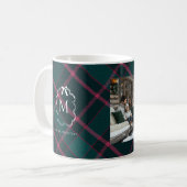 Mug Tartan vert et rose | Photo Monogramme 2 personnal (Devant gauche)