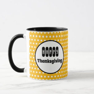 Mug Tarte au potiron et Thanksgiving à pois blancs