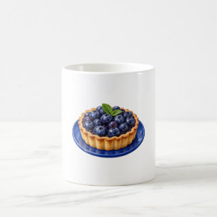 Mug Tarte aux myrtilles sur une assiette bleue
