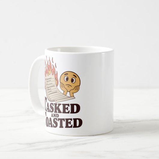 Mug Tasked and Toasted | Workplace Chaos with Humor (Devant gauche)