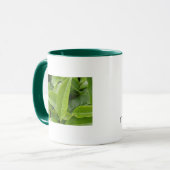 Mug Tasse, 15 onces style., blanc et vert de sonnerie (Devant gauche)