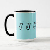 Mug Tasse, café, thé, turquoise, noir, initial "J " (Gauche)