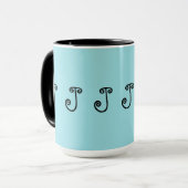Mug Tasse, café, thé, turquoise, noir, initial "J " (Devant gauche)