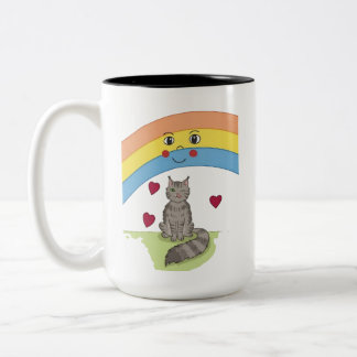 Mug Tasse Chat Mignon qui Cligne sous un Arc-en-ci