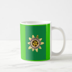 Mug Tasse, PASSION_FLOWERFLOWER. Arrière - plan vert
