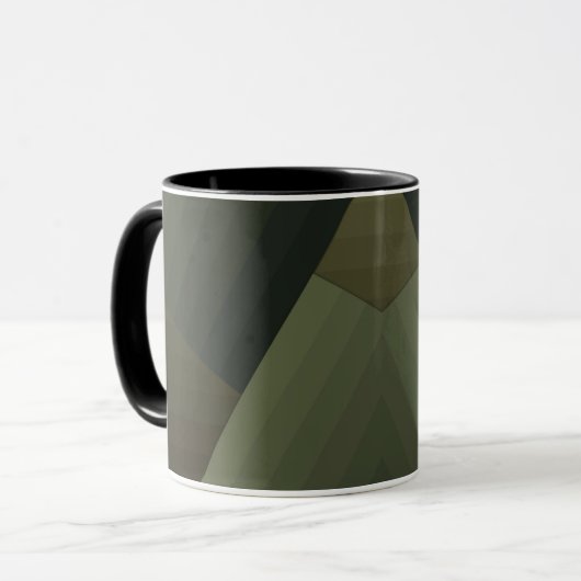 Mug Tasse, Patchwork, combiné, olive, vert, rayé (Devant gauche)