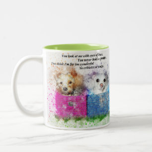 Mug Tasses Chiots Mignons dans des Paniers Rose et