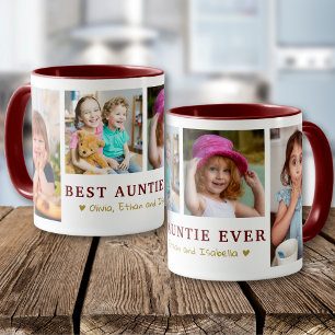 Mug Tatie personnalisée Meilleure Tatie 4 Photo Marron
