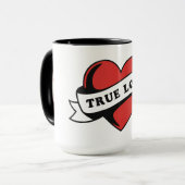 Mug Tatouage de cœur de véritable amour | Conception d (Devant gauche)