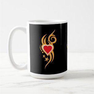 Mug Tatouage de cœur floral ornemental