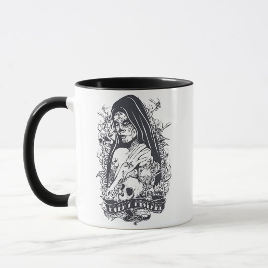 Mug Tatouage de femme à crâne sucré gothique (Gauche)
