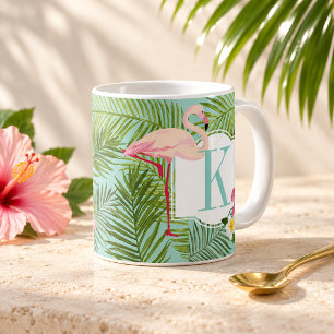 Mug Tatouage de feuille de palmier flamant tropical