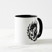 Mug Tatouage de style Dragon de Feu Enroulé (Devant droit)
