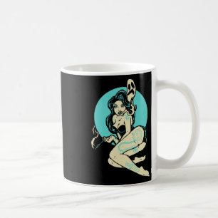 Mug Tatoué Goth Pin-up Girl Horror Ghost Moon Rockab