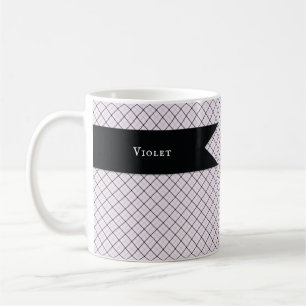 Mug Tattersall Motif Violet Blanc Bleu foncé Plaid