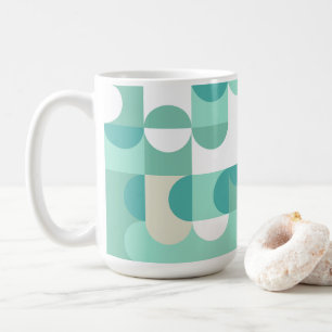 Mug Taupe Beige Turquoise Blue Mint Cercles verts Moti