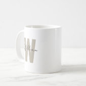 Mug Taupe Lettre initiale Minimaliste Simple Nom perso (Devant gauche)
