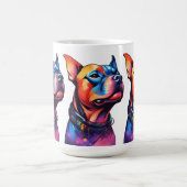 Mug Taureau coloré Terrier Conception Cyberpunk, (Centre)