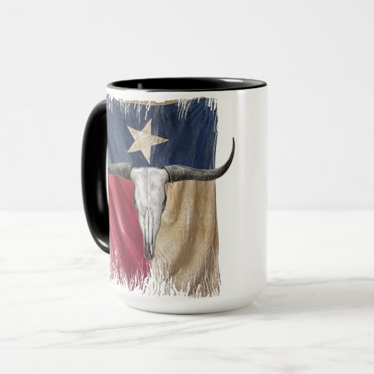 Mug Taureau de Longhorn sur Distressed Texas (Devant gauche)