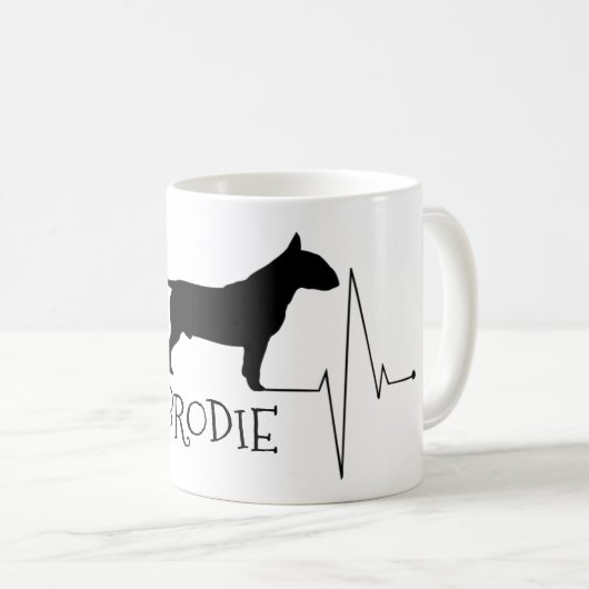 Mug Taureau personnalisé Aimer Mon Chien Coeur Beat (Devant droit)