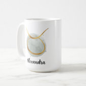 Mug Taurus Aquarelle Personnalisable Zodiac Design Caf (Devant gauche)