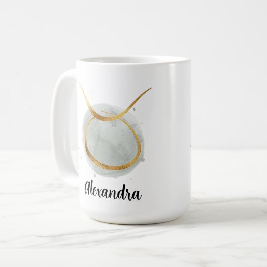 Mug Taurus Aquarelle Personnalisable Zodiac Design Caf (Devant gauche)