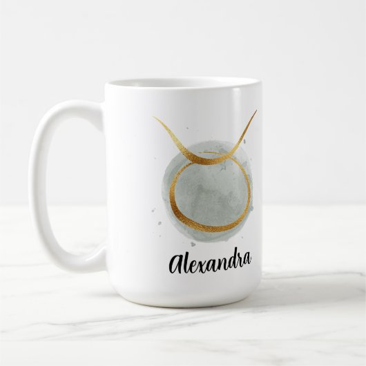 Mug Taurus Aquarelle Personnalisable Zodiac Design Caf (Gauche)