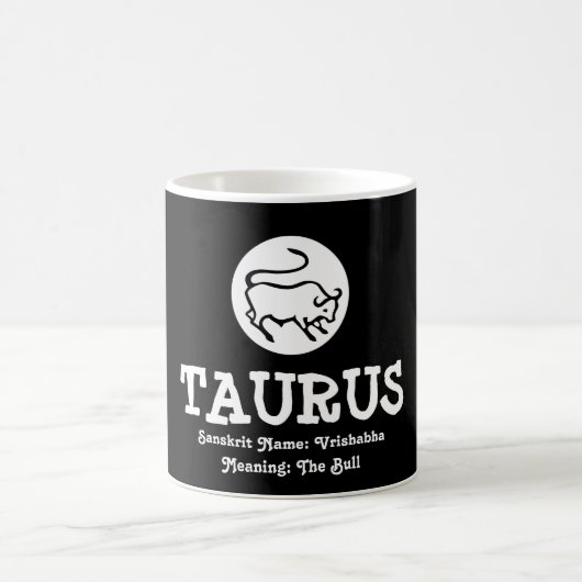 Mug Taurus Bull Vrishabha Sanskrit Signifiant Noir Bla (Centre)