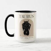 Mug Taurus Feminine Zodiac Design Brown Noir 15 OZ (Gauche)