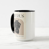 Mug Taurus Feminine Zodiac Design Brown Noir 15 OZ (Devant gauche)