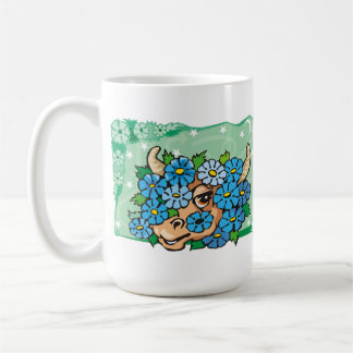 Mug Taurus floral avec fleurs bleues